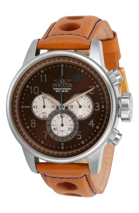 S1 Rally Quartz Leather Strap Watch, 46mm