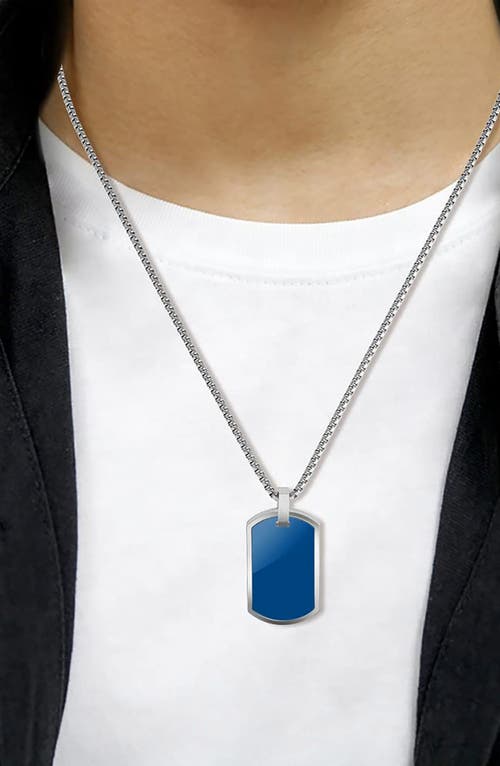 Geoffrey Beene Stainless Steel Dog Tag Pendant Necklace