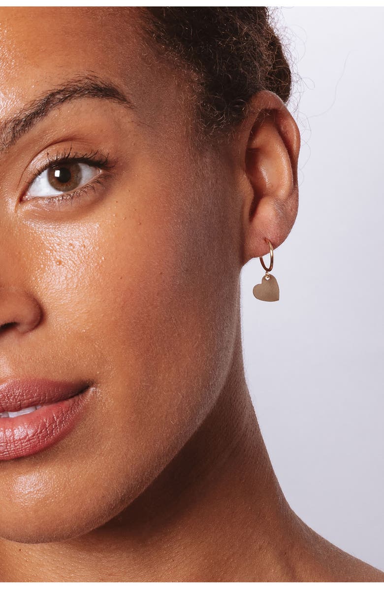 Set & Stones Sophia Heart Charm Huggie Hoop Earrings, Alternate, color, Gold