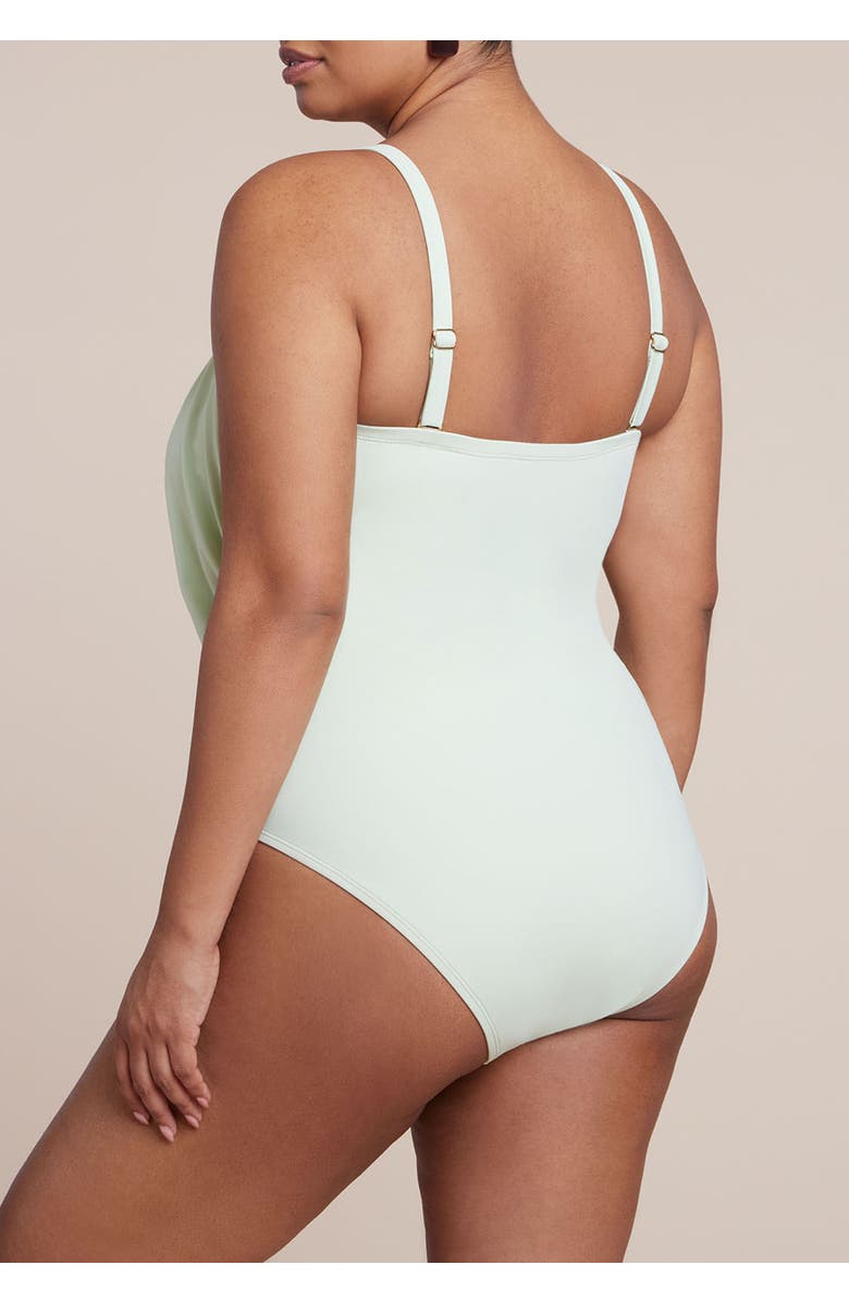 ELOQUII Crossover Strapless One Piece, Alternate, color, Sea Crest