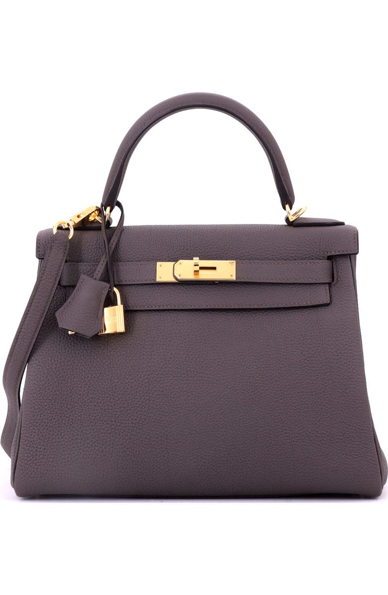 Pre-Owned Hermes Kelly Handbag Grey Togo with Gold Hardware 28, Alternate, color,