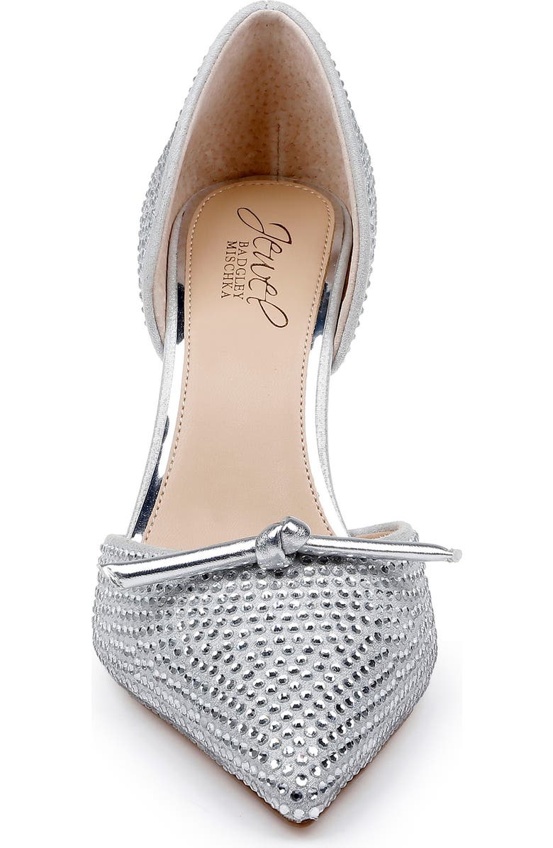 Jewel Badgley Mischka Terresa d'Orsay Pointed Toe Pump, Alternate, color, Silver Textile