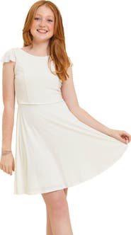 Un Deux Trois Flutter Sleeve Dress