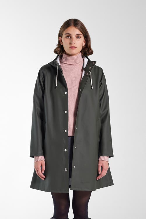Stutterheim Mosebacke Hooded Long Sleeve Raincoat in Green  product