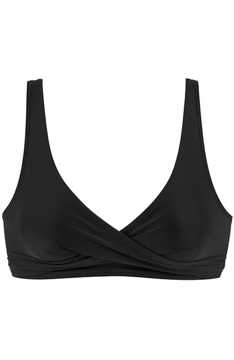 LASCANA Wrap-Look Triangle Bikini Top Size 32C, Alternate, color, Black