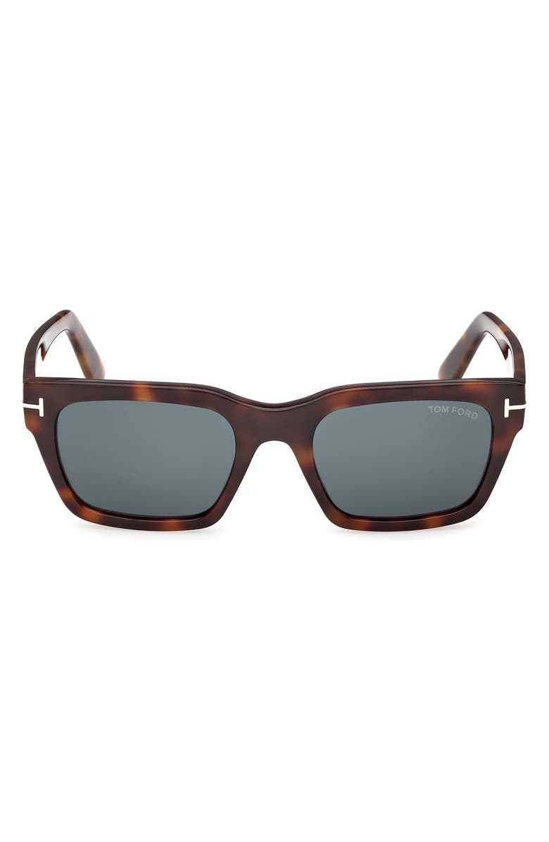 TOM FORD Andy 53mm Square Sunglasses, Main, color, Shiny Havana / Teal