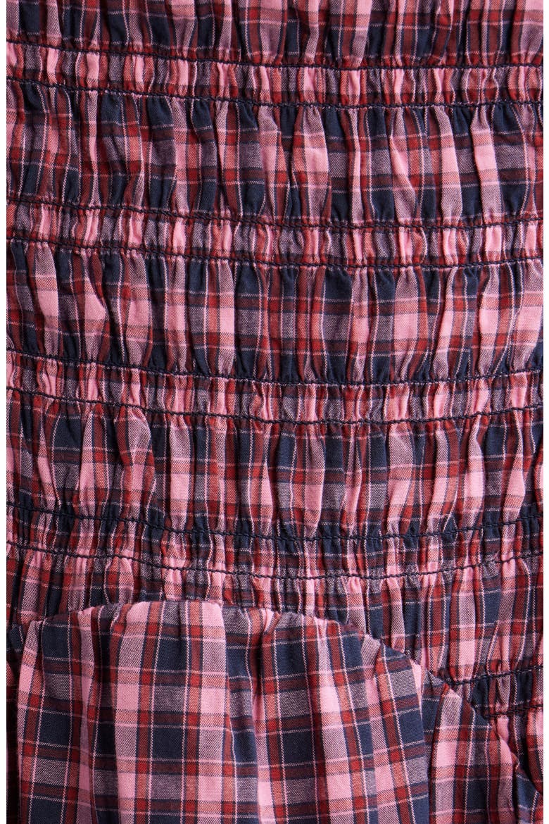 Mallory Plaid Smocked Midi Dress, Alternate, color, MAGENTA