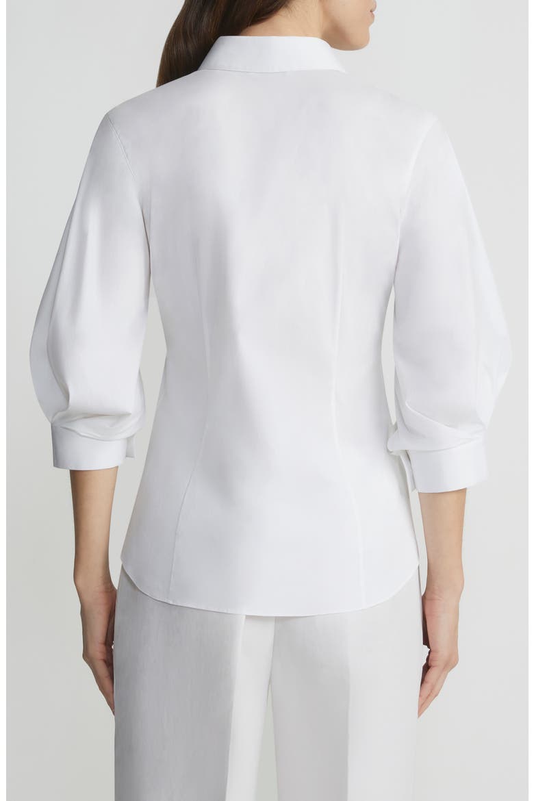 Slim Fit Balloon Sleeve Stretch Cotton Blend Button-Up Shirt, Alternate, color, WHITE