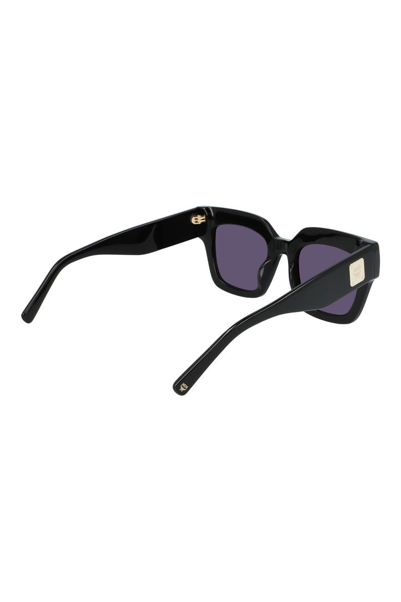 51mm Logo Plaque Square Sunglasses, Alternate, color, BLACK