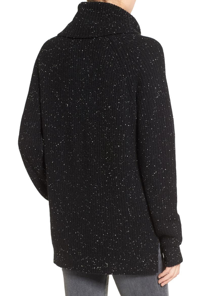 Convertible Cashmere Turtleneck Sweater, Alternate, color, DONEGAL EBONY