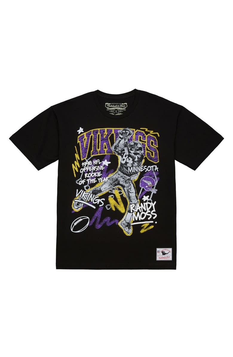 Mitchell & Ness Men's Mitchell & Ness Randy Moss Black Minnesota Vikings Chalked Up Player Graphic T-Shirt, Main, color, Black