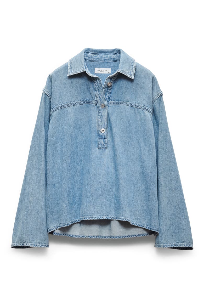 Emily Lightweight Denim Popover Shirt, Alternate, color, BILLIE
