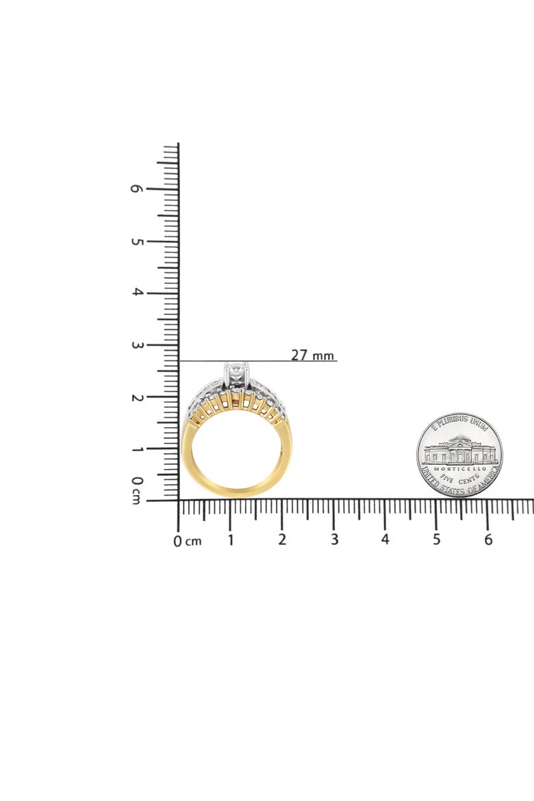 14K Yellow and White Gold 1 1/2 Cttw Round and Princess-Cut Diamond Band Ring, Alternate, color, Yellow Gold