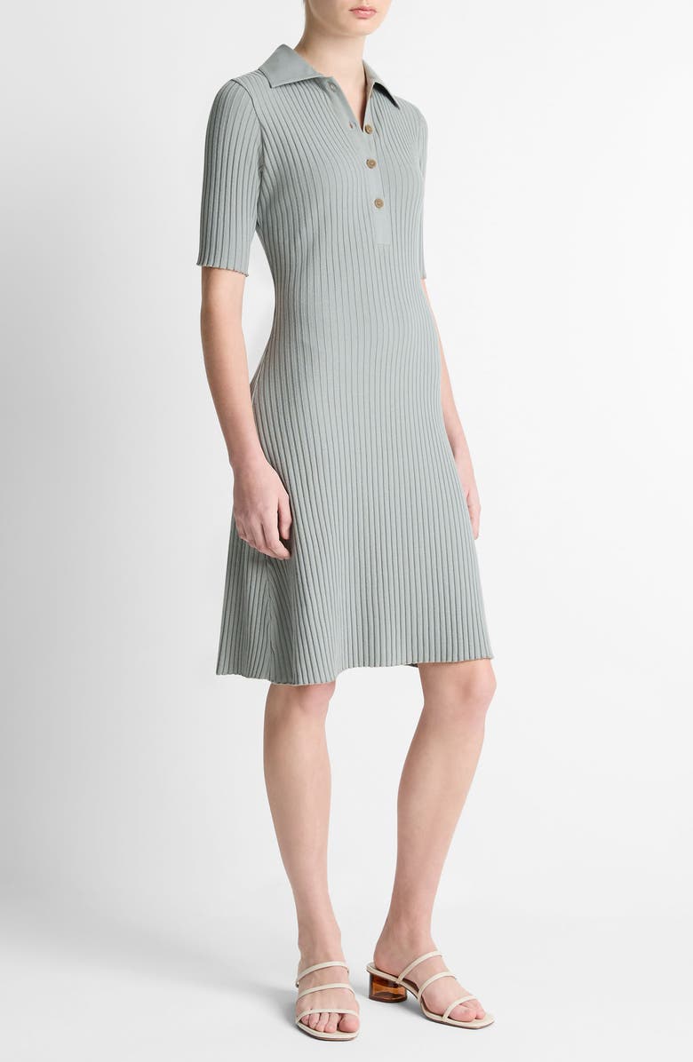 Vince Rib Polo Dress, Alternate, color, Sea Stone