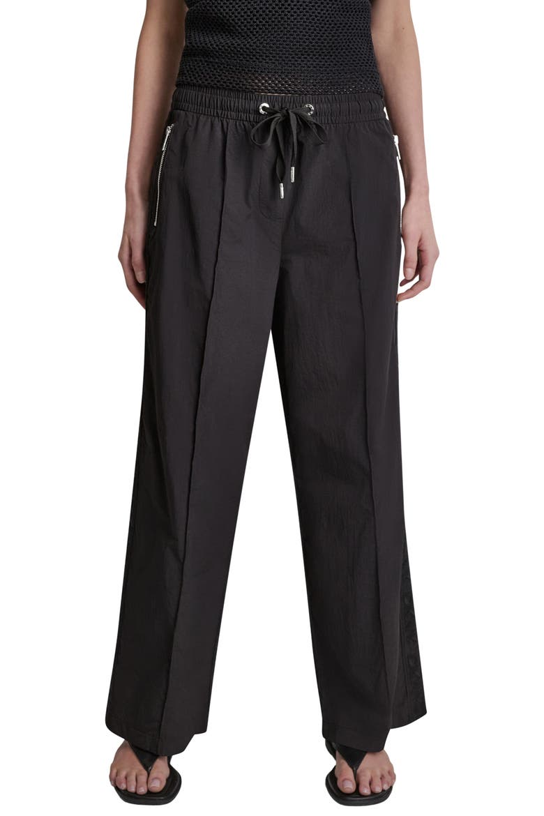 Front Seam Nylon Straight Leg Pants, Main, color, BLACK