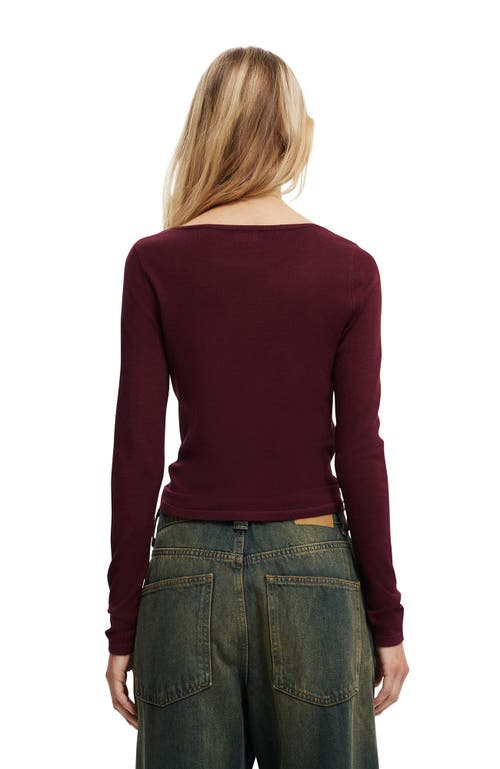 Cotton On Asymmetric Ruched Knit In Burgundy