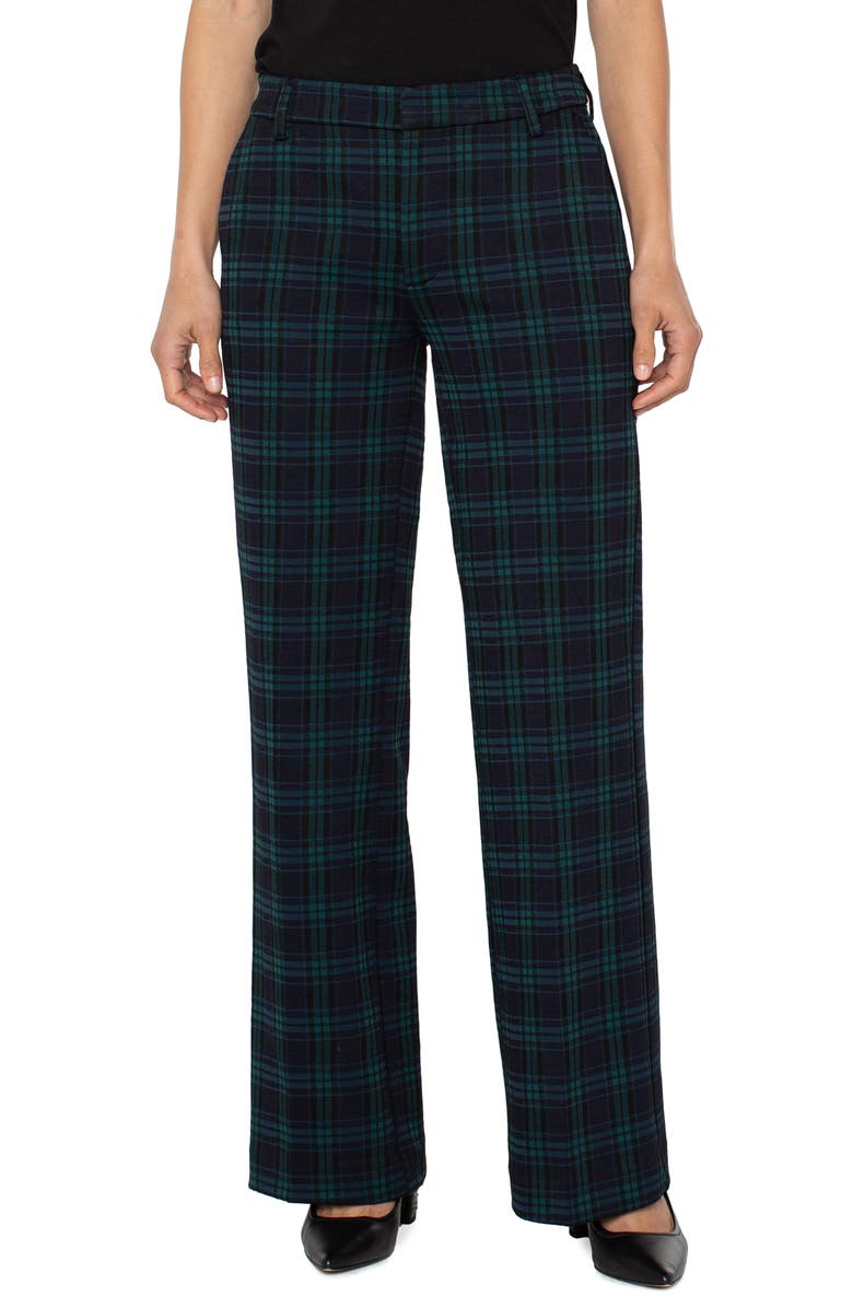 Liverpool Los Angeles Kelsey Plaid Wide Leg Pants, Main, color, Black Watch Plaid