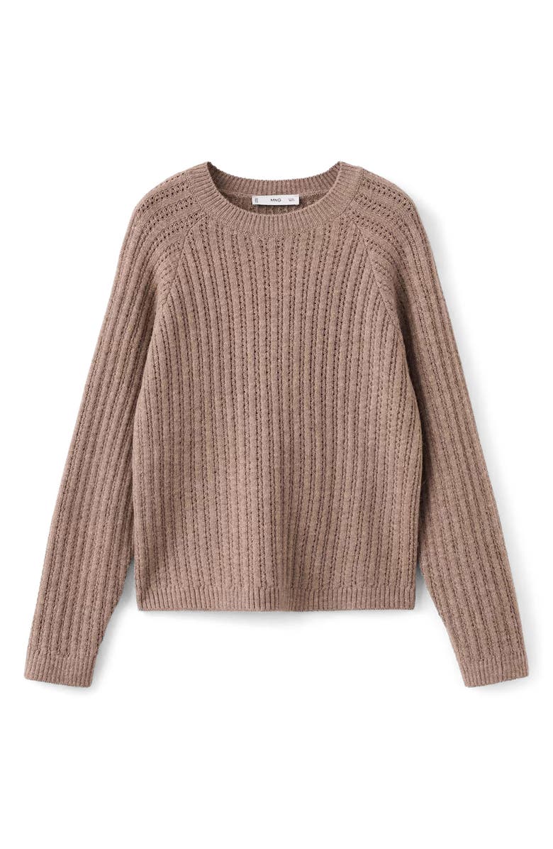 MANGO Pointelle Crewneck Sweater, Alternate, color,
