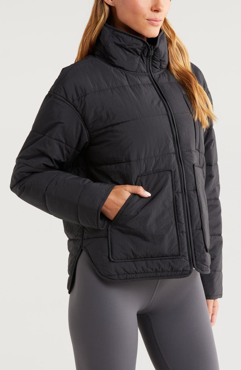 Zella Quilted Packable Jacket, Alternate, color, Black