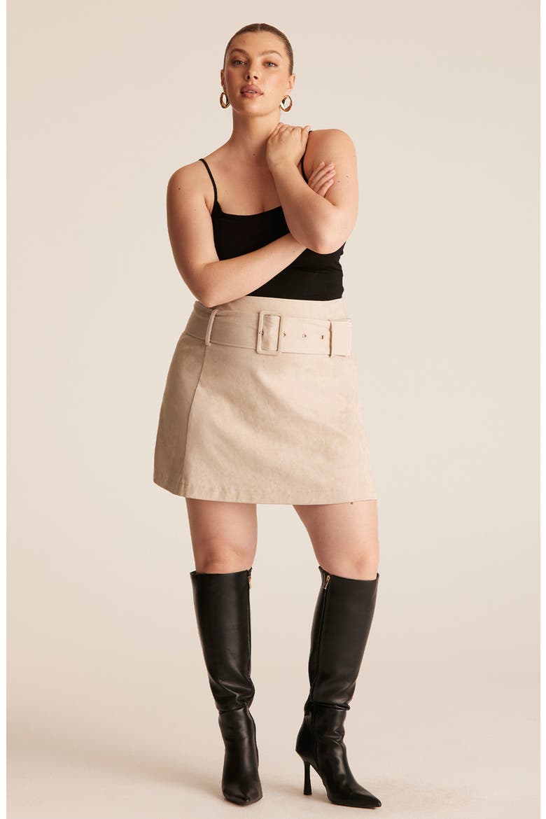 Rowan Belted Miniskirt, Alternate, color, BONE