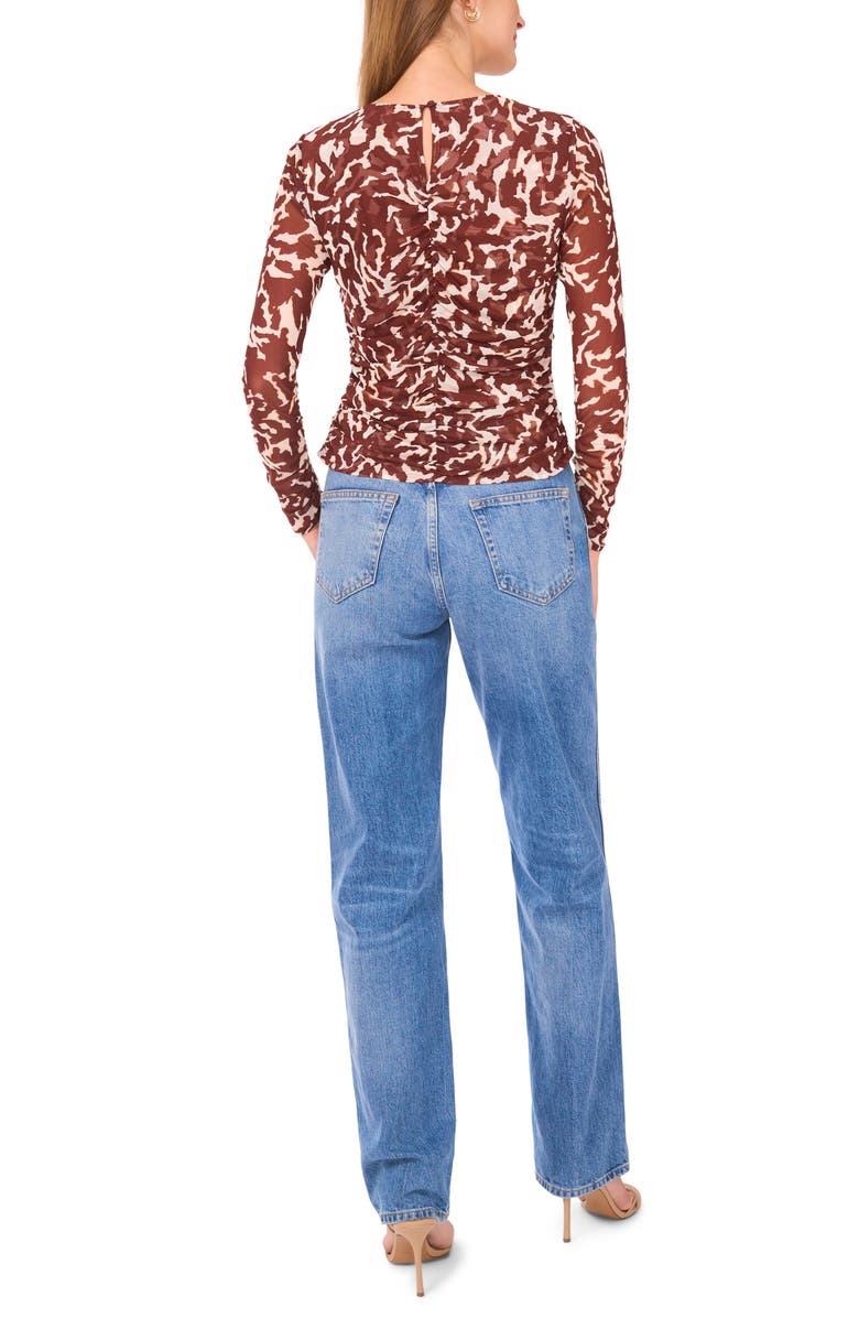 Parker The Willow Ruched Mesh Top, Alternate, color, Rum Raisin