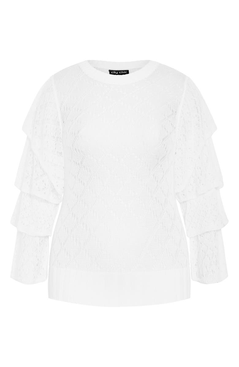 City Chic Carolina Pointelle Sweater, Alternate, color, Ivory