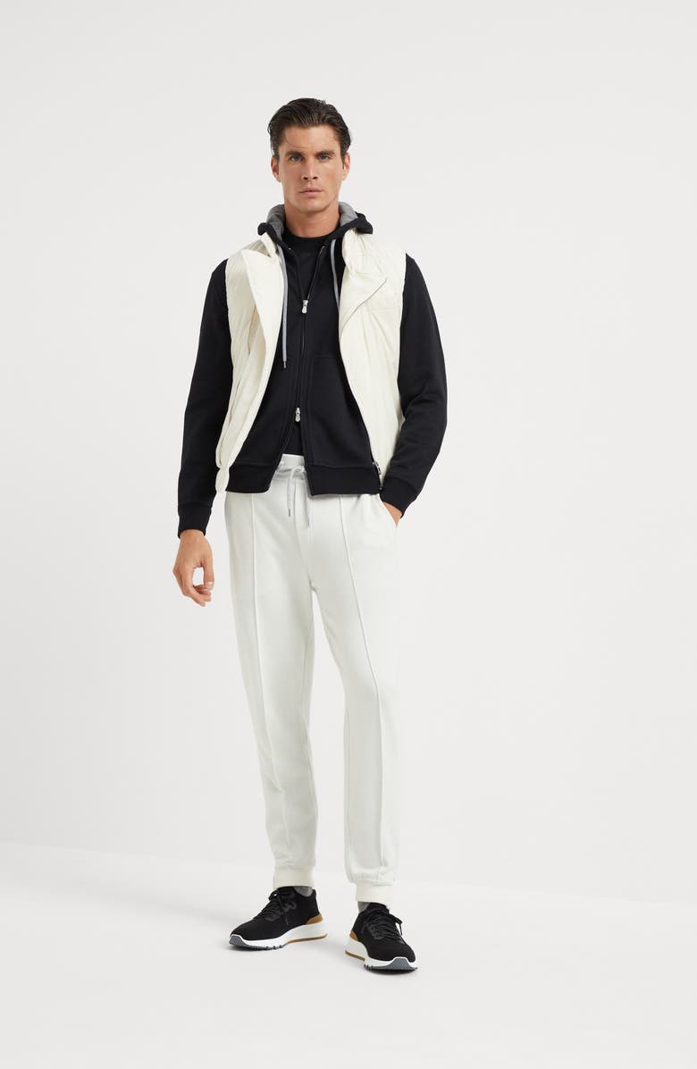 Brunello Cucinelli Cotton, cashmere and silk French terry double cloth hooded sweatshirt with zipper, Alternate, color, 