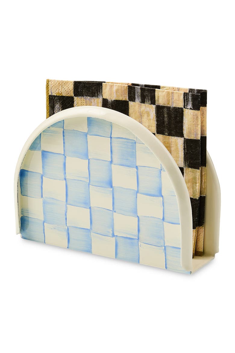Sky Check Enameled Steel Napkin Holder, Alternate, color, SKY CHECK