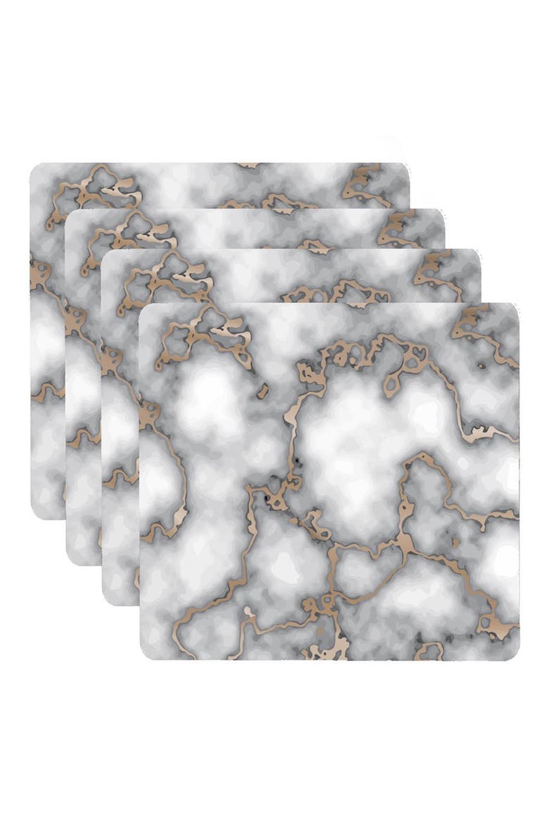Marble Print Set of 4 Placemats, Alternate, color, SMOKEY GOLD