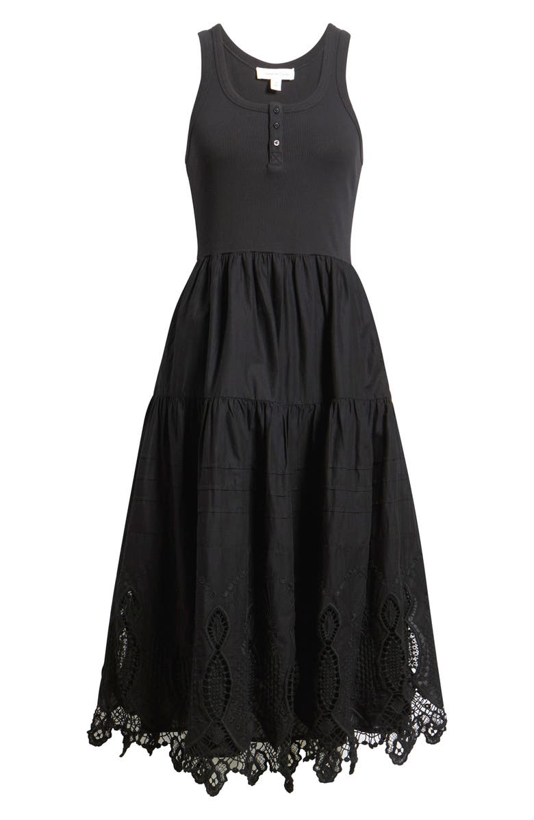 Treasure & Bond Embroidered Mixed Media Henley Tank Dress, Main, color, 