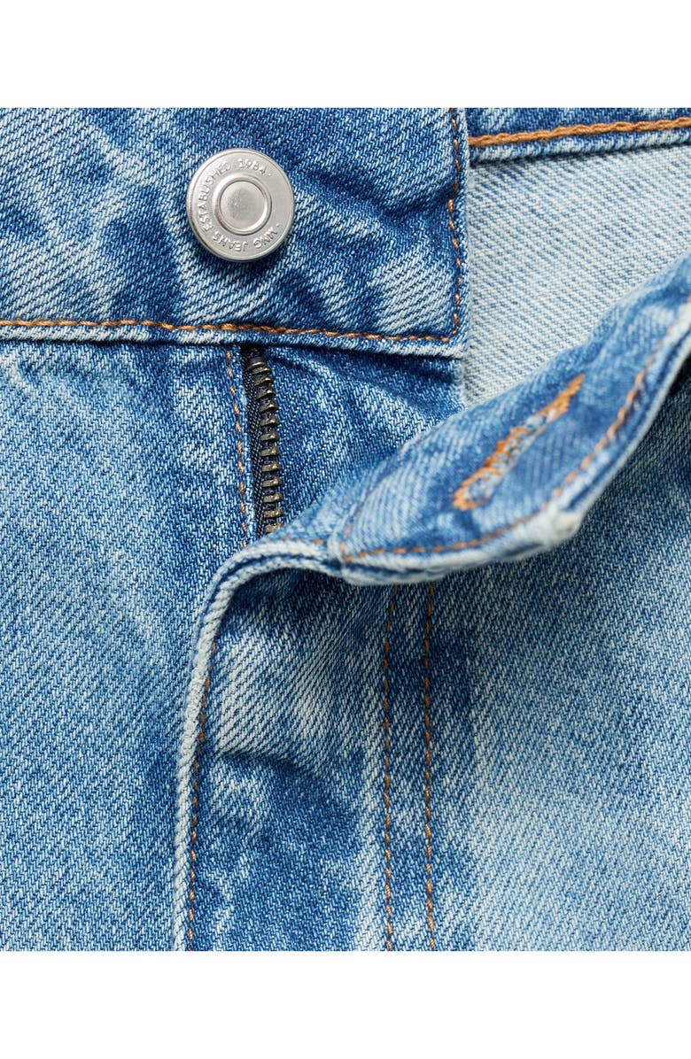 MANGO Floral Straight Leg Jeans, Alternate, color, Medium Blue