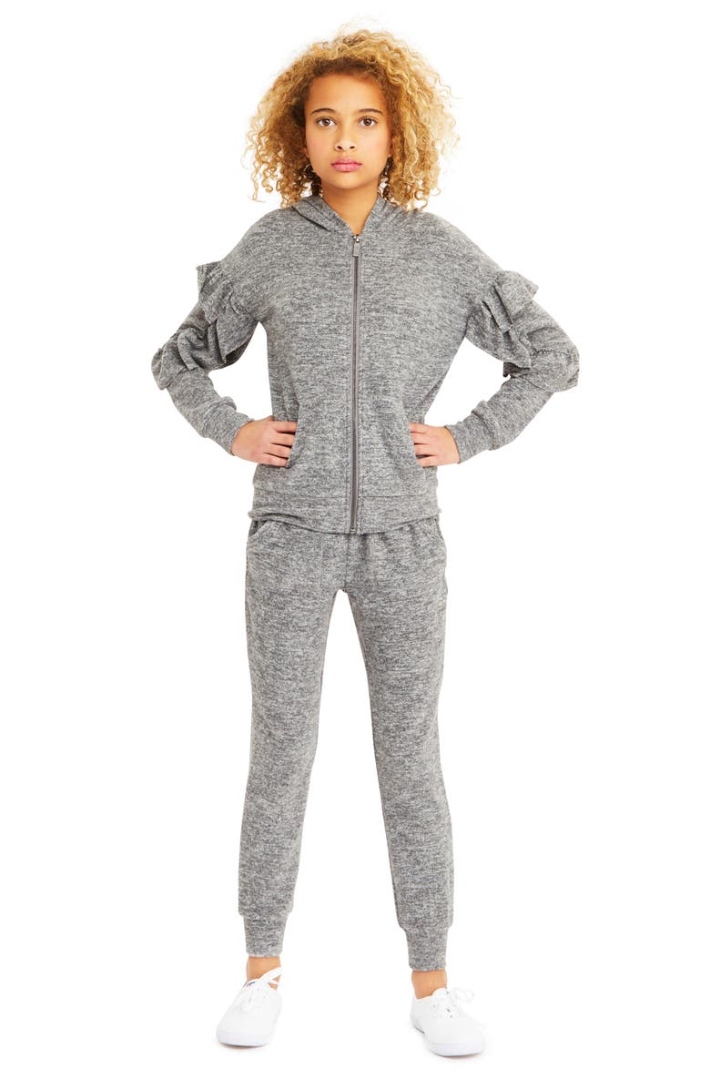 Habitual Girl Kids' Kinsley Ruffle Hooded Sweatshirt, Alternate, color, 