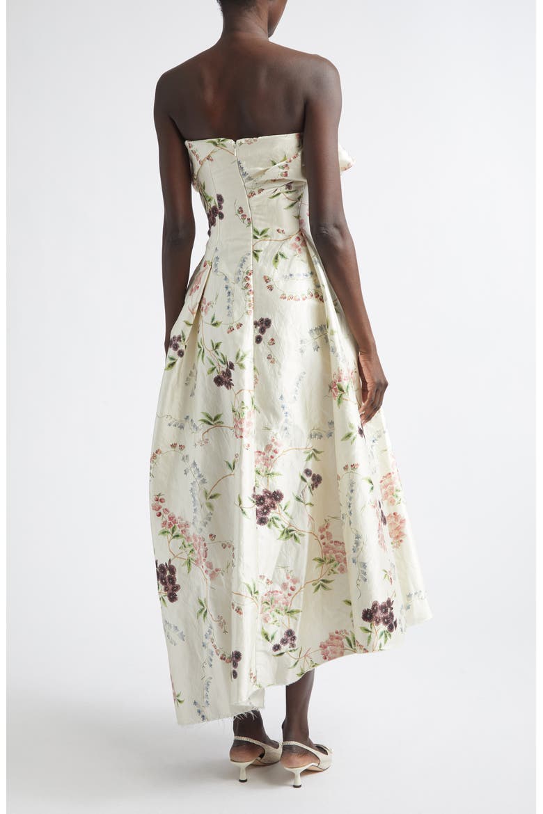 Floral Print Asymmetric Crushed Satin Cloud Dress, Alternate, color, FRENCH CHINTZ MULTI WHITE