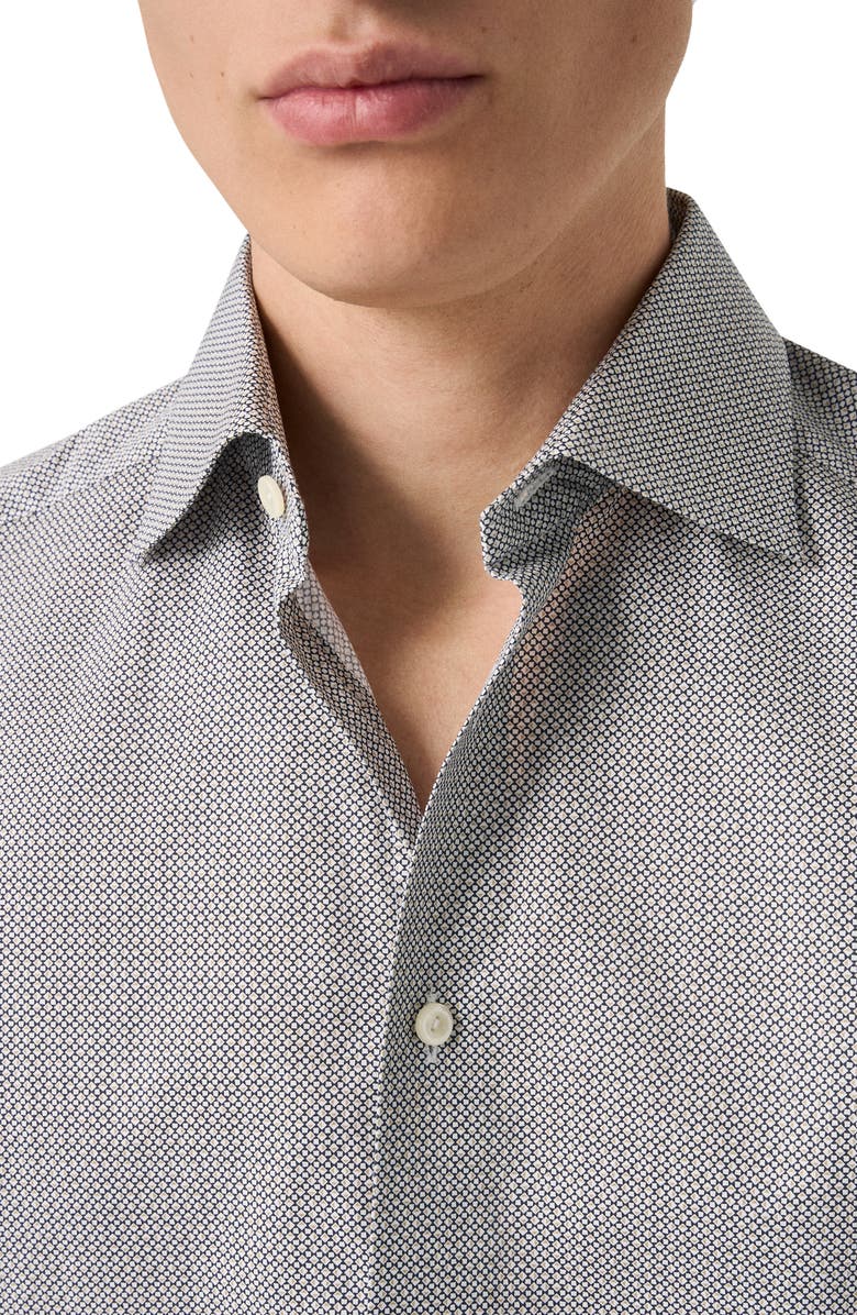 Eton Regular Fit Microprint Signature Cotton Twill Dress Shirt, Alternate, color, Navy