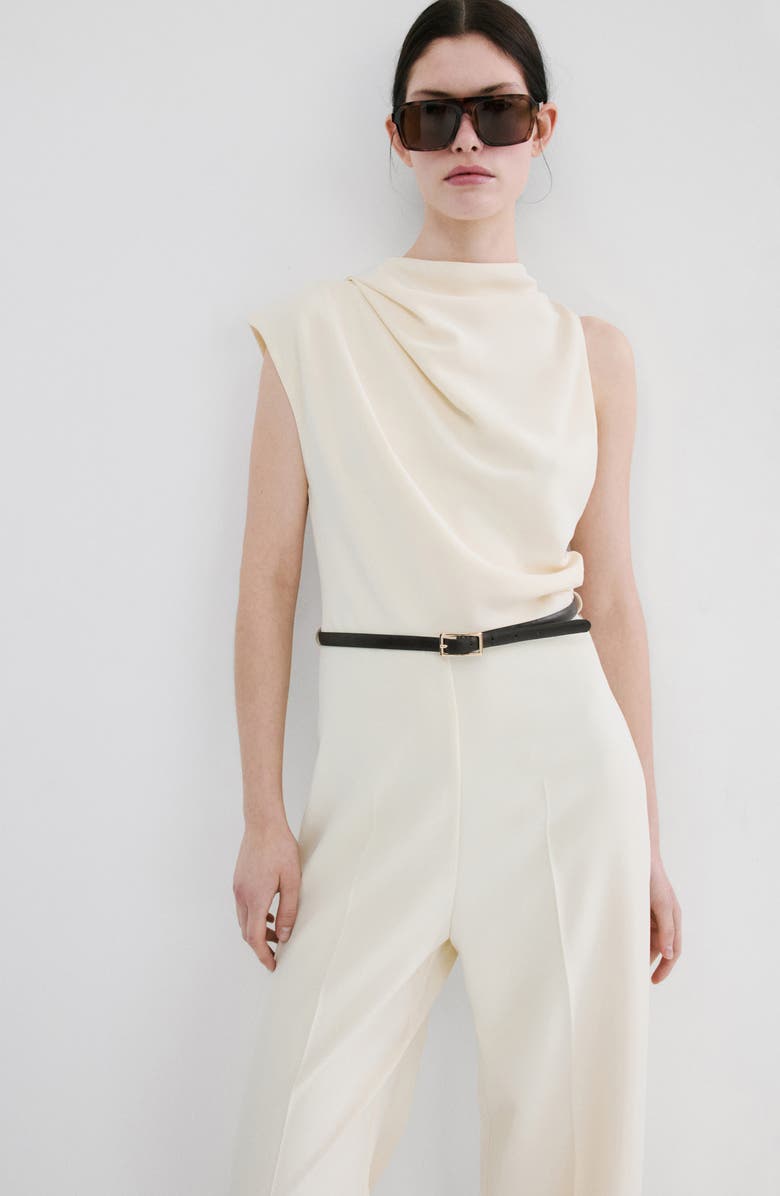 MANGO Drape Bodice Belted Straight Leg Jumpsuit, Alternate, color, 