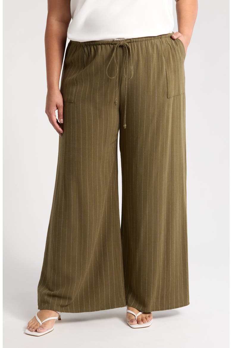 Stripe Wide Leg Pants, Main, color, OLIVE