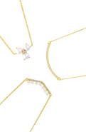 Adornia Set of 3 Imitation Pearl & Cubic Zirconia Necklaces