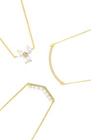 Adornia Set of 3 Imitation Pearl & Cubic Zirconia Necklaces