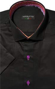 MASUTTO Bruno Solid Button-Up Short Sleeve Shirt