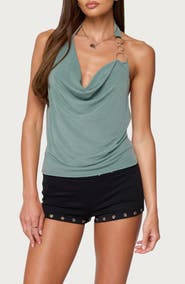 EDIKTED Rhia Ring Cowl Neck Halter Top