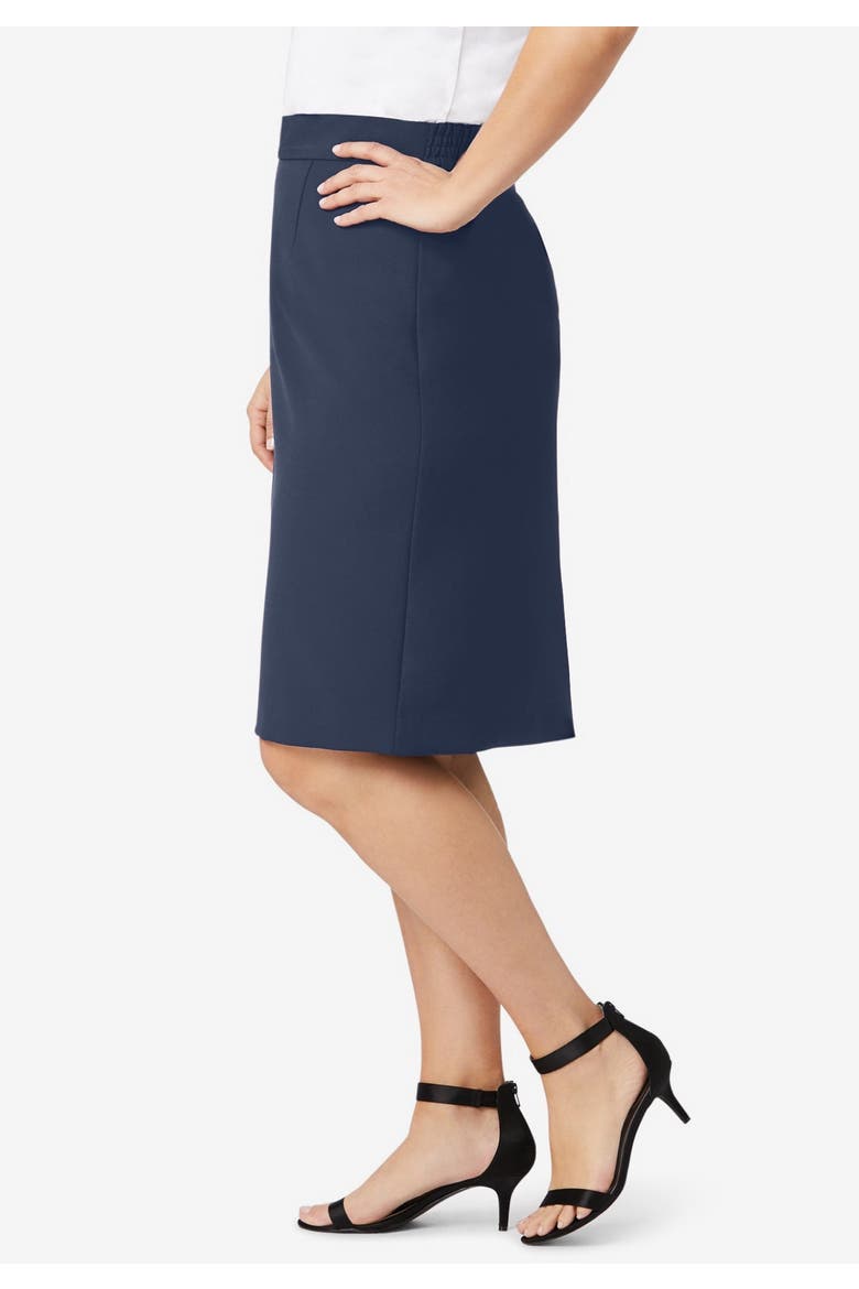 Tummy Control Bi-Stretch Pencil Skirt, Alternate, color, NAVY