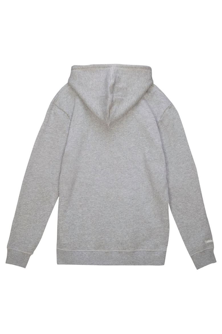 Men's Mitchell & Ness Heather Gray Denver Broncos Helmet Logo Vintage Pullover Hoodie, Alternate, color, Heather Gray