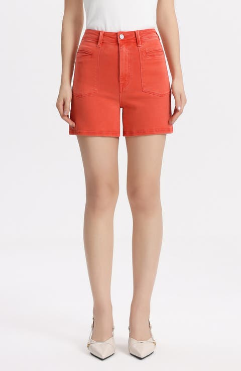 Elowen Welt Pocket High Waist Denim Shorts
