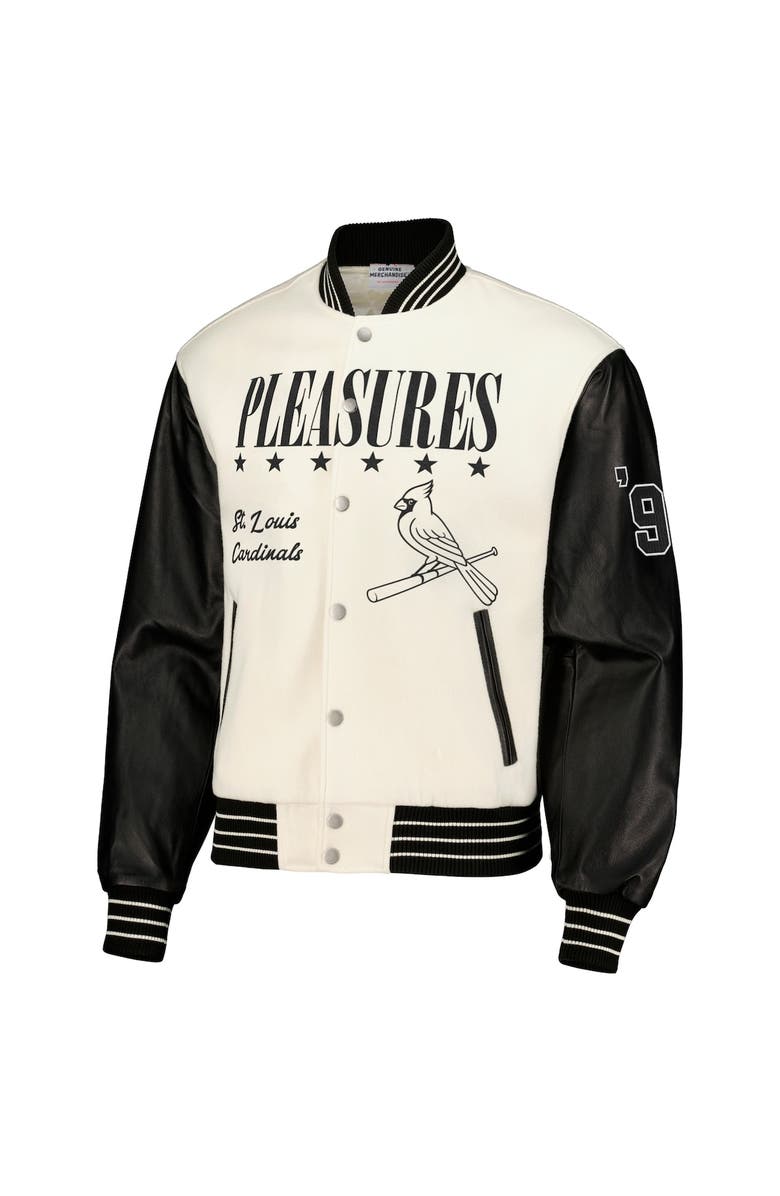 PLEASURES Men's PLEASURES White St. Louis Cardinals Full-Snap Varsity Jacket, Alternate, color,