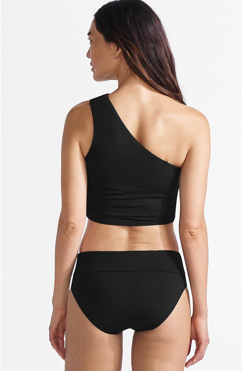 Lands' End D-Cup Ruched One Shoulder Tankini Top, Alternate, color, Black