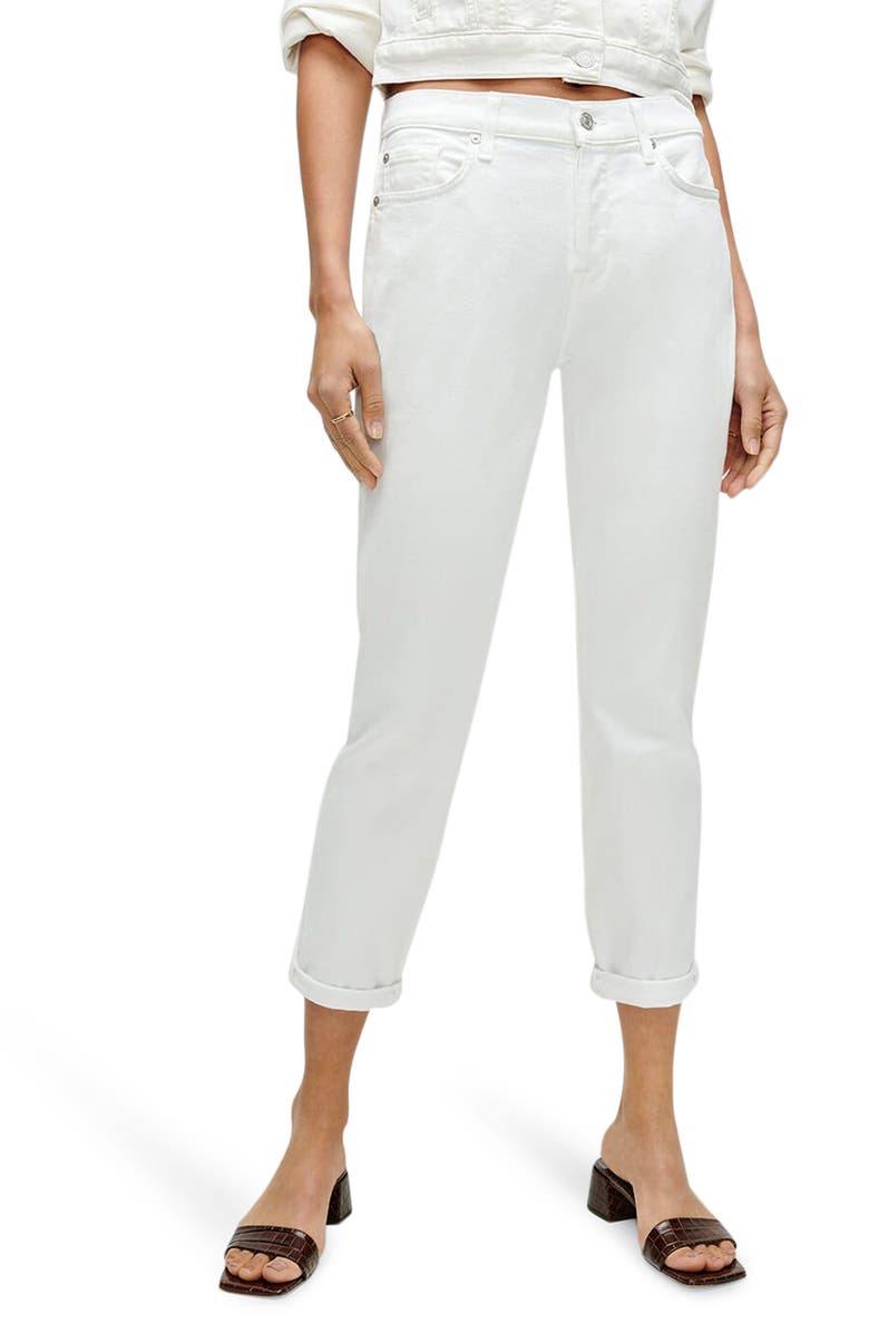7 For All Mankind Seven Josefina Crop Boyfriend Jeans, Main, color, Twill White