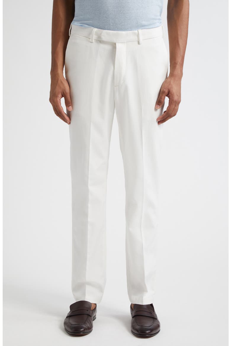 Flat Front Cotton Chinos, Main, color, WHITE