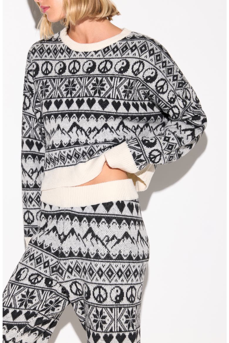 Fair Isle Diamond Crewneck Sweater, Alternate, color, WINTER WHITE