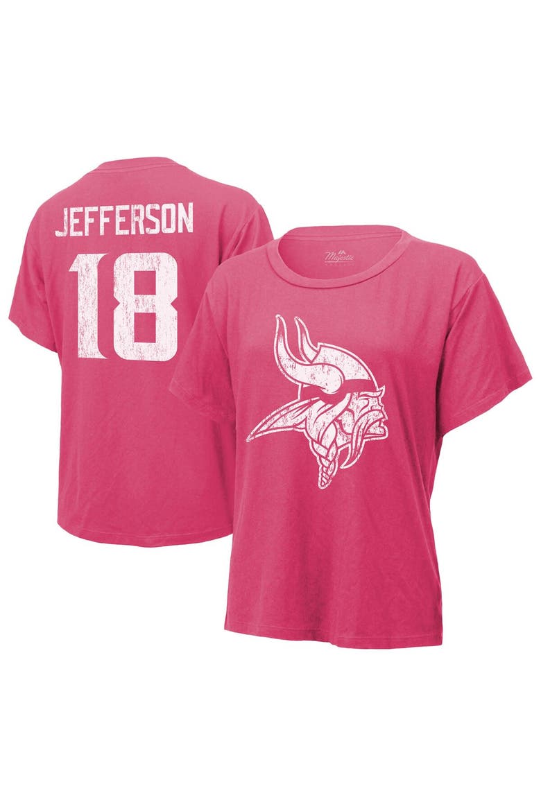 Women's Majestic Threads Justin Jefferson Pink Minnesota Vikings Name & Number T-Shirt, Main, color, Pink