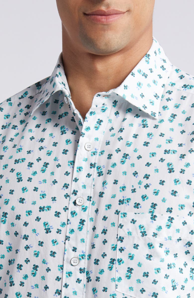 Rodd & Gunn Woodhill Forest Short Sleeve Button-Up Shirt, Alternate, color, White/ Cobalt